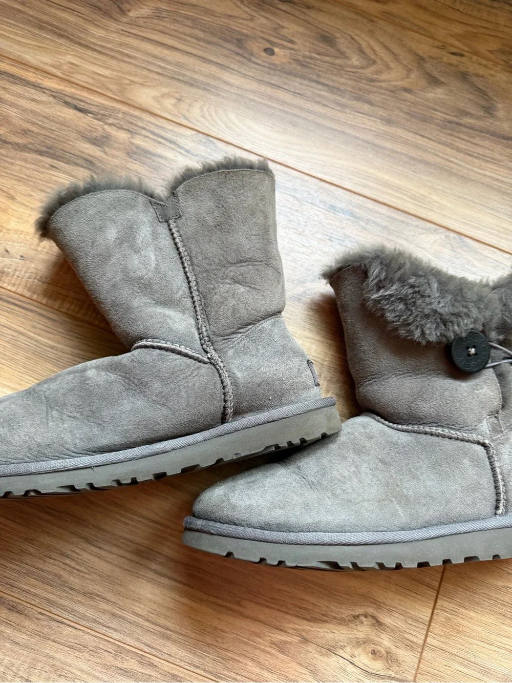 UGG Women's Short Shearling-Lined Suede Boots in Gray
